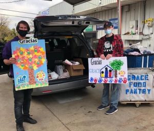 Grace Food Pantry receives donations and posters from Spanish Schoolhouse students.