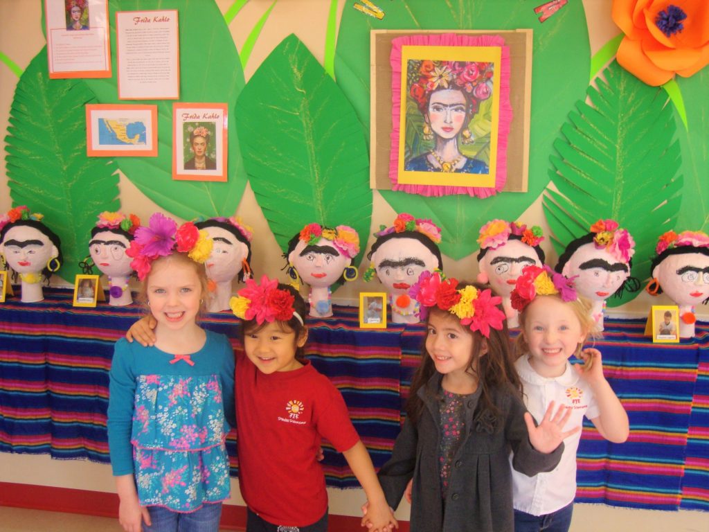 Spanish Schooolhouse students display cultural art projects - Frida Kahlo